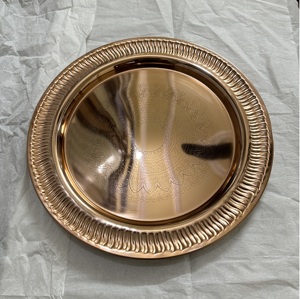 Plaque de présentation or rose décorative pour hôtels pour mariage et fête Plaque de présentation miroir de luxe en métal en vrac pour aliments - Product Image 5