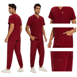 Uniforme de gommage pour hommes coupe décontractée traditionnelle durable col en V extensible haut de gommage hospitalier uniforme médical vêtements de travail - Product Image 3