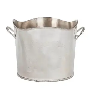 Porte-bouteilles pour hôtel, tendance, qualité supérieure, argent antique avec logo personnalisé, bac à vin et refroidisseur avec poignées - Product Image 1