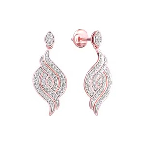 Pendientes clásicos de moda con diamantes cultivados en laboratorio de oro plateado de 10K para mujer, regalo de aniversario para fiesta de boda - Product Image 1