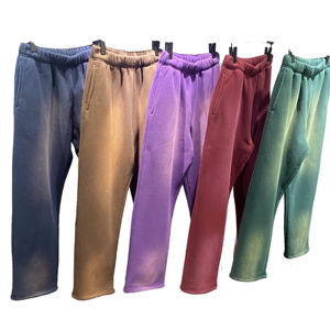 Pantalones de chándal de lujo de diseñador para hombre, de gran tamaño, pesados, lavados con ácido, pierna recta, cintura elástica francesa, cintura media personalizada - Product Image 4