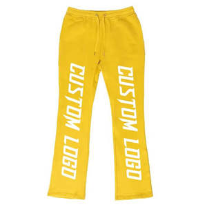 Pantalones de chándal acampanados con logotipo de impresión DTG personalizados de calle suelta Pantalones de chándal acampanados con lavado ácido degradado de lana de algodón personalizados - Product Image 4