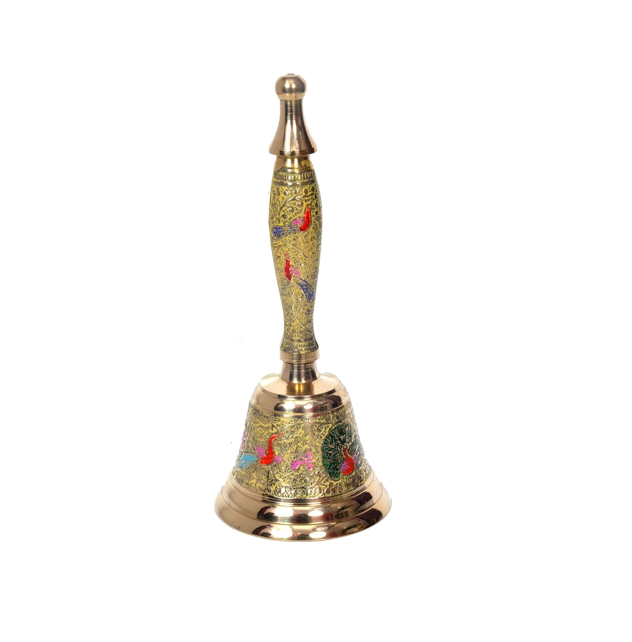 Brass Pooja Bell for Mandir Hand Pooja Handbells Indian Religious Puja Ghanti for Temples Diwali Decorations Christmas Bells by ZARA ENTERPRISES