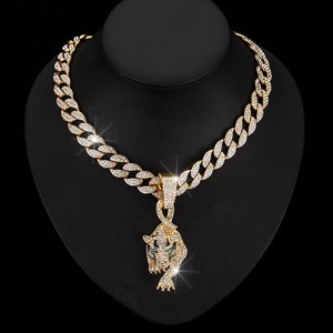 Collier pendentif clavicule glacé pour homme et femme 20 "Chaîne à maillons cubains Perceuse complète Moissanite Pierre Lunette Réglage Rappeur Hip-Hop - Product Image 5