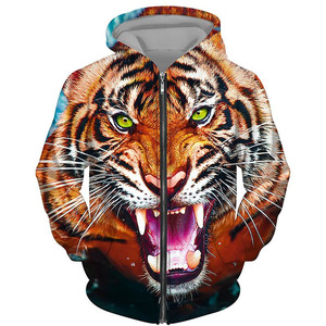 Sudaderas con Capucha de Forro Polar con Estampado 3D de Animales Tigre León para Unisex, Material de Poliéster/Algodón - Product Image 2