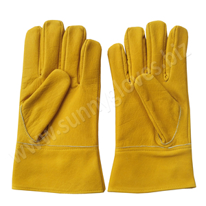 Gants pour conducteur en cuir de vache jaune, pleine fleur, gants pour travail et sécurité en cuir - Product Image 4