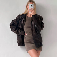Veste en cuir d'agneau vintage des années 90 pour femmes, coupe ample, droite, faite à la main, veste bomber d'hiver, fermeture éclair, taille plus, douce et matelassée