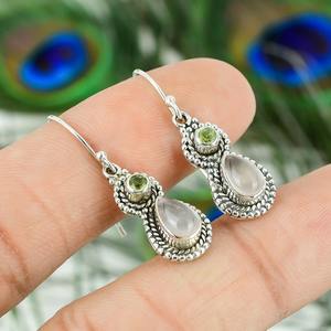 Women Fashion Jewelry Rose Quartz Gemstone <b>Earrings</b> 925 <b>Solid</b> Sterling <b>Silver</b> <b>Earrings</b> for Women & Girls Dangle <b>Silver</b> <b>Earrings</b> - Product Image 4