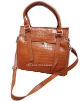 Fournisseurs de sacs à main en cuir véritable à motif crocodile, marron naturel et imperméable, fabriqués sur mesure, pour femmes