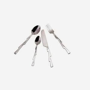 Poignées carrées artisanales vertes et blanches Ensemble de couverts 4 pièces en acier inoxydable argenté moderne de style américain - Product Image 2