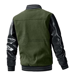 Customized <b>Vintage</b> Casual Letter Print Design Full Sleeve Wool Fabric Stand Baseball <b>Jacket</b> Winter New Air <b>Varsity</b> <b>Jacket</b> OEM - Product Image 4