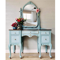 Table de maquillage et de toilette moderne de luxe en bois de pin, pliable et convertible, avec miroir réglable, design à fixation au sol pour salle de bain