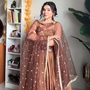 Vestido de estilo de fiesta de diseñador-Dupatta en trabajo de secuencia de bordado - Product Image 1