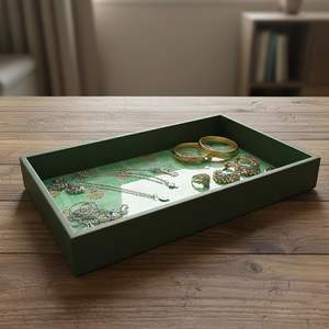 Luxury Material <b>Wood</b> <b>Serving</b> <b>Tray</b> Greenish Color Sticker Pasted <b>Serving</b> <b>Tray</b> Available for Restaurant and Hotels At Lower Price - Product Image 5