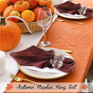 ห่วงใส่ผ้าเช็ดปากเหล็กมีดอกไม้เมเปิ้ลใช้ซ้ำได้สำหรับการชุมนุมในครอบครัวในชีวิตประจำวันของตกแต่งโต๊ะอาหาร - Product Image 5