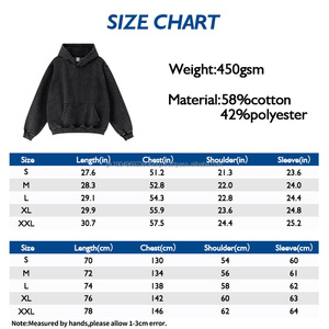 Sudadera con Capucha Unisex Personalizada de 450 g/m², Sudadera con Capucha para Hombre, Bordado, Lavado Ácido Negro, Sudadera Extra Grande Desgastada - Product Image 3