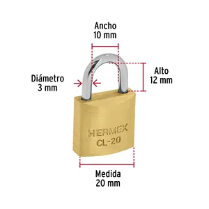 <b>BOX</b> 3 Blister pack with 2 brass padlocks of 20mm with short hook - Product Image 2