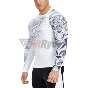 Nueva manga corta impresión personalizada Rash Guard hombres manga larga protección UV MMA Rash Guard manga larga Camiseta venta al por mayor tasa OEM - Product Image 5