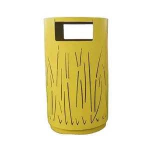 Wholesale New Design Recycled Outdoor Cheap Round Metal Dustbin Colorful Garbage Bin Trash Cans