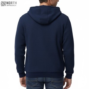 Jersey con capucha de algodón 100% para hombre, diseño de cremallera personalizado, bordado de alta calidad, ropa de calle de gran tamaño para invierno, con capucha sólida - Product Image 3