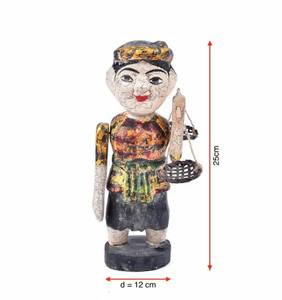 Décorations pour la maison artisanat prix acceptable bas quantité minimale de commande à la main marionnette à eau tante portant 2 paniers sur trou de bambou Vietnam - Product Image 4