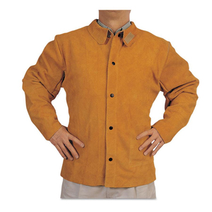 Chaqueta de soldadura de cuero de vaca resistente al fuego abrigo protector chaqueta de soldadura de cuero resistente al fuego uniforme de soldadura - Product Image 1