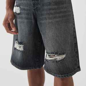 Pantalones Cortos Vaqueros Holgados de Mezclilla Lavada Estilo Urbano Personalizados 2026 para Hombre, Pantalones Cortos Vaqueros Clásicos de Moda de Verano para Hombre - Product Image 5