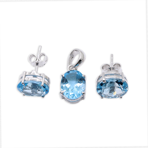 925 argent Sterling broche ensemble fait à la main boucle d'oreille pendentif naturel bleu topaze pierre précieuse pour les mariages fêtes cadeaux bijoux en gros - Product Image 1