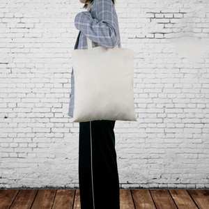 กระเป๋าผ้าช้อปปิ้งแบบใช้ซ้ำได้ ผลิตจากผ้าฝ้าย 100% พิมพ์โลโก้ตามสั่ง เป็นมิตรกับสิ่งแวดล้อม สีขาวล้วน แบบเรียบง่าย  กระเป๋าผ้าแคนวาสสะพายไหล่  รับผลิตตามแบบ - Product Image 2