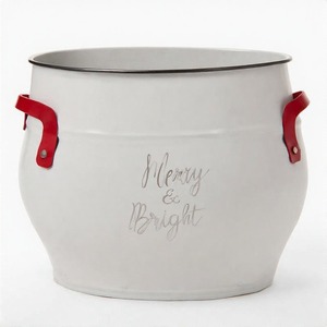 Cubo de maceta Snowfall Glimmer para plantas navideñas hecho de metal galvanizado con motivo navideño para estilo estacional exterior - Product Image 4