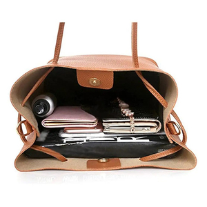 กระเป๋าสะพายไหล่ผู้หญิงแบบลำลองคุณภาพสูงกระเป๋าถือหนัง PU ออกแบบได้ตามต้องการมีซิปปิดที่นุ่มและทนทานจุได้เยอะ - Product Image 5