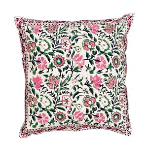 Indian Blossom <b>Pillow</b> Set of 3 Vibrant Pink & Green Floral Digital Print Cotton Cushion Cover Square <b>Shape</b> for Home Use - Product Image 5