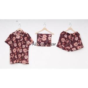 Ensemble de pyjama court pour femme, imprimé floral élégant, col en V, 100% coton pur, respirant, doux, fermeture à cordon, été - Product Image 3