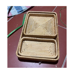 Bandejas flotantes de desayuno de Vietnam al por mayor, bandejas redondas de ratán de primera calidad con pared alta perfectas para hoteles y suministros de exportación - Product Image 1