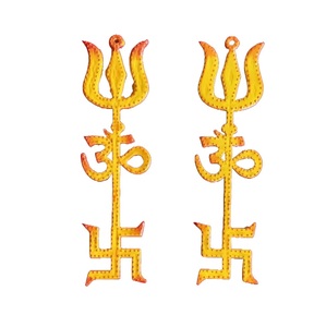 Esvástica de Metal OM Trishul para colgar en la pared, 8 pulgadas, Vastu Trishakti Yantra para el hogar, oficina, puerta principal, protección de entrada - Product Image 2