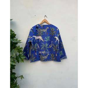 Handmade Quilted Animal Print Cotton <b>Jacket</b> Summer/Winter Coat with Custom Logo Autumn/<b>Blazer</b>/ Spring Style <b>Leather</b> Shell - Product Image 2