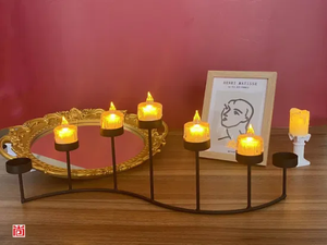 Soporte de vela creativo con personalidad, decoración de barra de mesa de restaurante nórdico, candelabro de luz de té de metal, pequeños adornos - Product Image 6