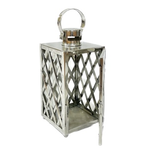 Lanterne porte-bougie moderne en acier inoxydable brillant, disponible en 3 tailles, pour la décoration intérieure, Noël et Pâques, durable - Product Image 2