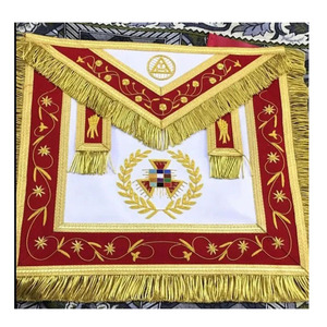 Masonic Regalia Insignias hechas a mano y delantal de tienda de regalos con puños y faja Cuero Masonería Regalia Bordado Delantal de alambre triple - Product Image 4