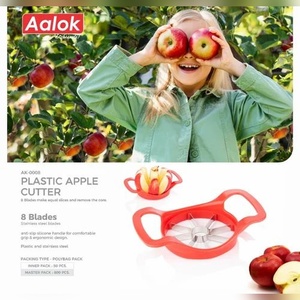 Red Plastic Handle <b>Apple</b> Cutter 8 Blade Stainless Steel Fruit <b>Slicer</b> Core Remover for Pears and Soft Fruits Aalok Brand - Product Image 5
