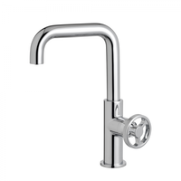 Robinet de lavabo élégant et moderne en laiton italien, monotrou, à monocommande, à poser sur comptoir, finition brossée, en acier inoxydable, blanc