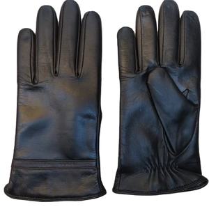 Gants de moto pour l'extérieur, compatibles avec écran tactile, chauds et doux pour l'hiver, antidérapants, imperméables, respirants, décontractés, en cuir de mouton noir - Product Image 1