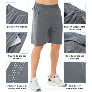 Pantalones cortos de entrenamiento para gimnasio para hombre, cintura elástica, secado rápido, ligeros, transpirables, para correr, entrenamiento, deportes negros, pantalones cortos de talla grande para hombre - Product Image 3