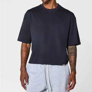 Custom Logo Box Tee Shirt Streetwear Oversize Blank <b>Cropped</b> <b>Top</b> T-Shirt 100% Cotton Heavyweight 220g Drop Shoulder Boxy Fit - Product Image 1