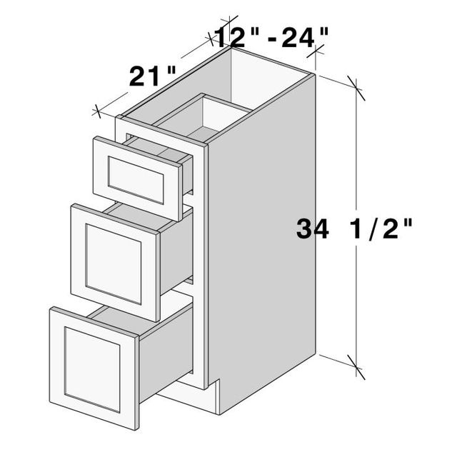 Glacier White Kitchen Storage Drawer W18 X H34.5 X D21 Base Cabinet GW VDB18 86kg No Assembly Required