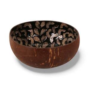 Bol en noix de coco laqué à la main avec incrustation de nacre naturelle, écologique, décoratif pour la décoration intérieure moderne - Product Image 2