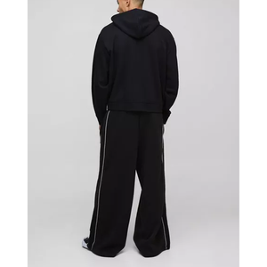 เสื้อฮู้ดดี้โอเวอร์ไซส์สำหรับผู้ชาย ผ้าฝ้าย 100% หนานุ่ม หรูหรา ซิปแบบเรียบง่าย สไตล์สตรีทแวร์ รับสกรีนลายตามสั่ง ทรงหลวม ไหล่ตก ติดกระดุม - Product Image 3