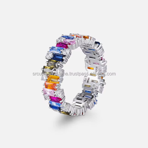 2024 joyería fina anillo colorido Irregular venta al por mayor encanto joyería Moissanite 925 anillo de plata del arco iris para las mujeres - Product Image 3