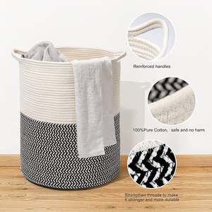 Panier de rangement en macramé d'excellente valeur avec poignée tressée à la main pour vêtements, jouets et utilisation polyvalente - Product Image 3