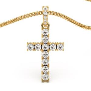 Collar con Colgante de Cruz con Incrustaciones de Diamantes Moissanite VVS1, Chapado en Oro, Estilo Hip Hop Vintage, Plata 925, Regalo - Product Image 1